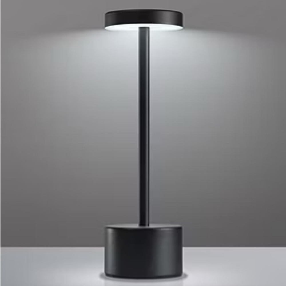 MERKURY INNOVATIONS 10.5"  Flat Top Outdoor Touch Metal Table Lamp in Black